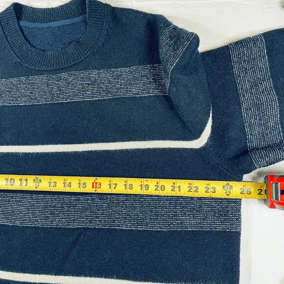 Lululemon Relaxed-Fit Knit Sweater Blue White Crewneck Pullover Size Large - Picture 9 of 9